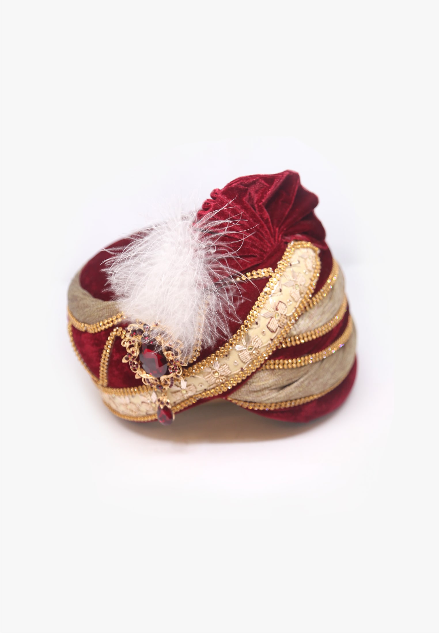 Off white velvet indian wedding pagri