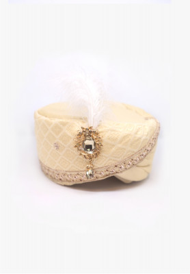 Cream katan stone-karchupi wedding pagri