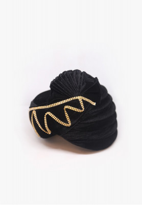 Black velvet karchupi indian wedding pagri