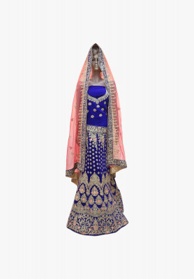 Royal blue shuta and stone lehenga