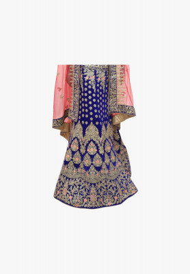 Royal blue shuta and stone lehenga