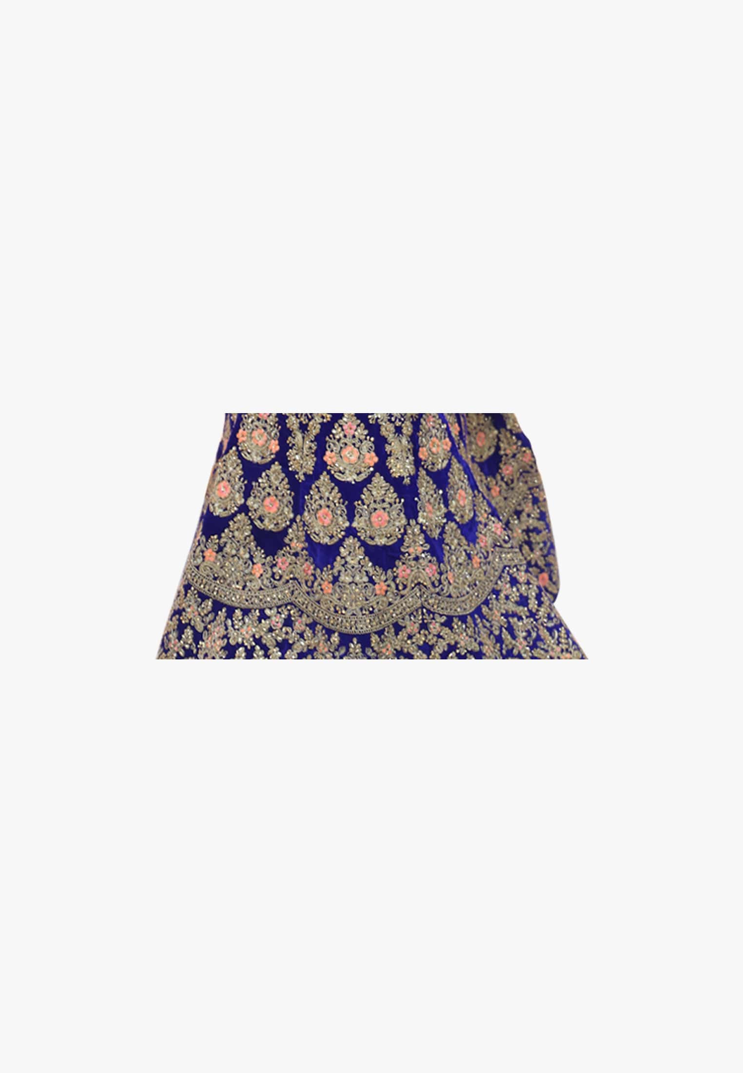 Royal blue shuta and stone lehenga