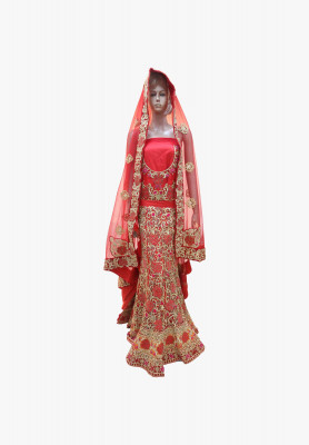 Net shuta stone work wedding lehenga