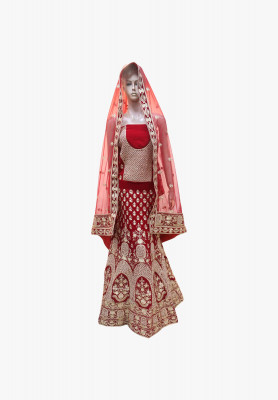 Maroon velvet indian wedding lehenga