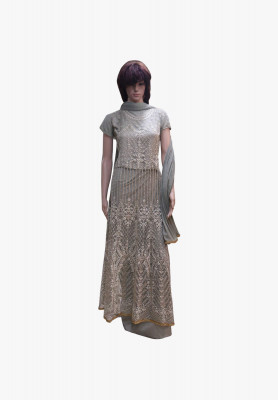Light olive stone work party gown