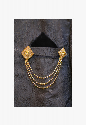 Black katan wedding sherwani