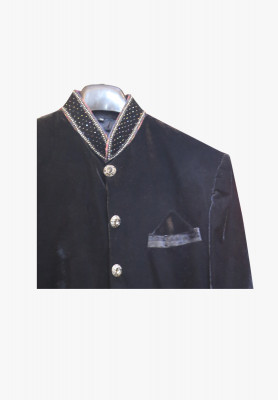 Black velvet party sherwani