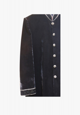 Black velvet party sherwani