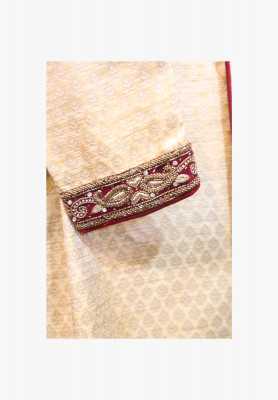 Light golden katan wedding sherwani
