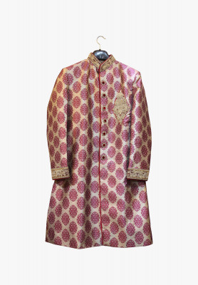 Maroon katan karchupi sherwani