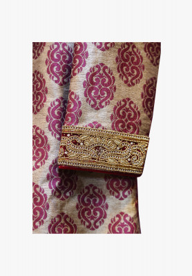 Maroon katan karchupi sherwani