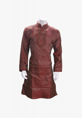 Maroon katan-stone-karchupi party panjabi