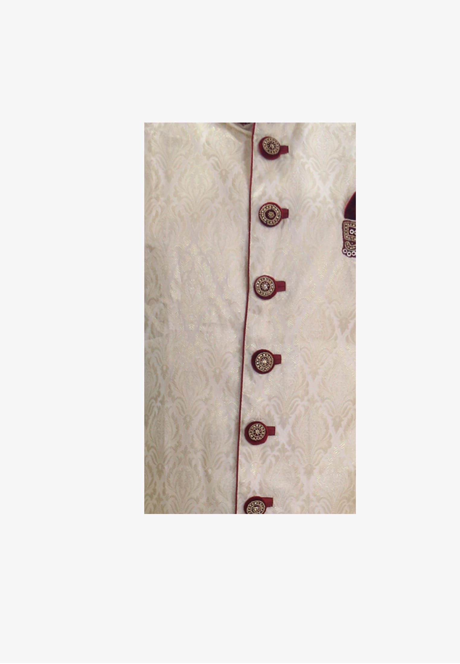Deep golden stone karchupi wedding sherwani