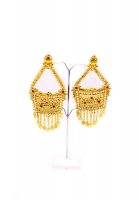 Gold plate stone-puti ear ring