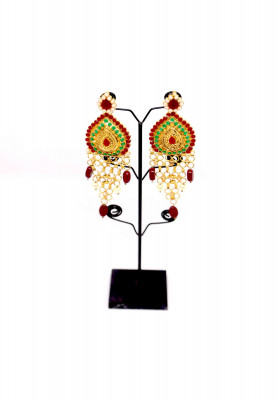 Gold plate stone-jar party ear ring