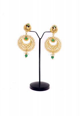 Gold plate stone-puti party ear ring