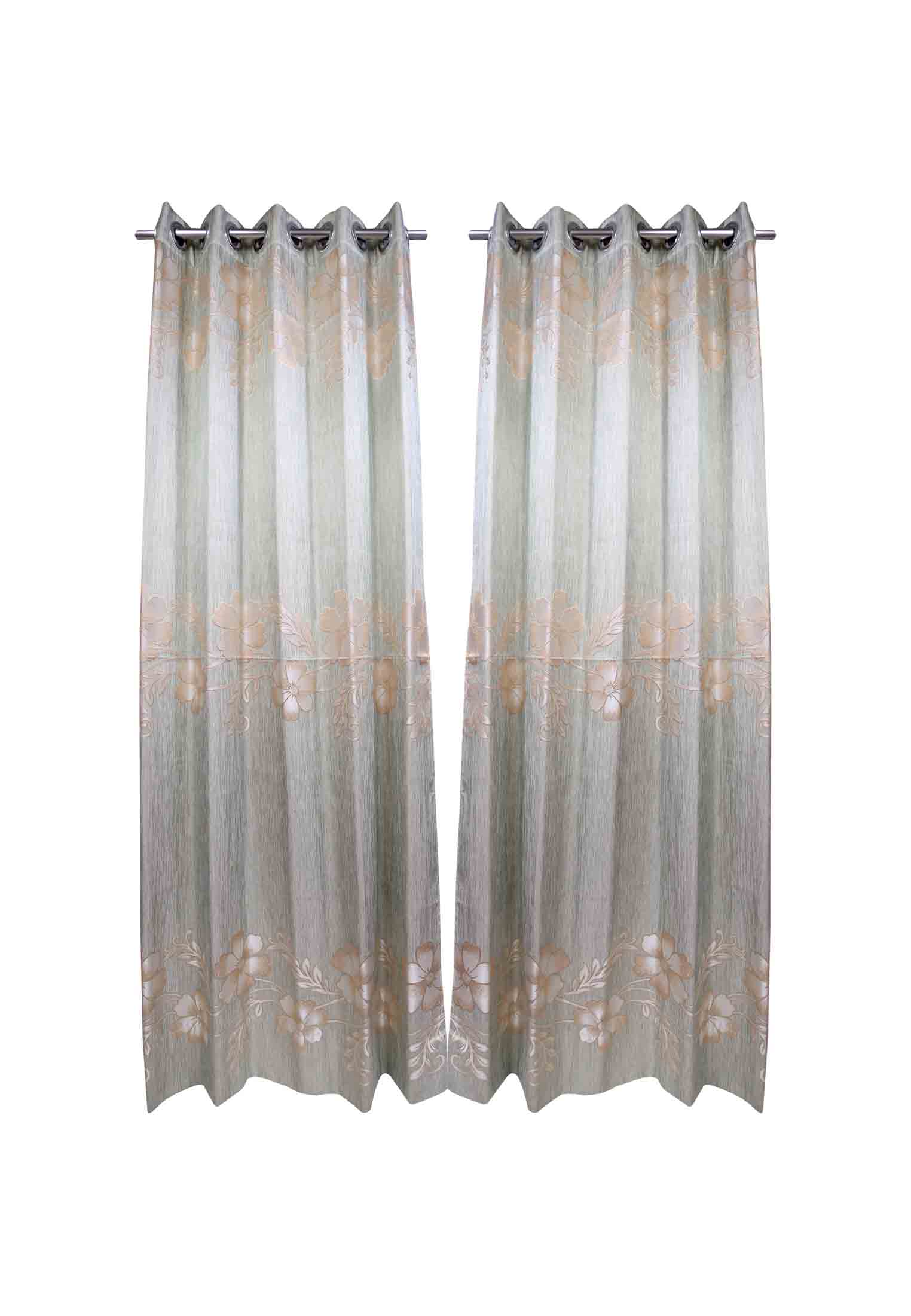 Light green thread stitch regular curtain