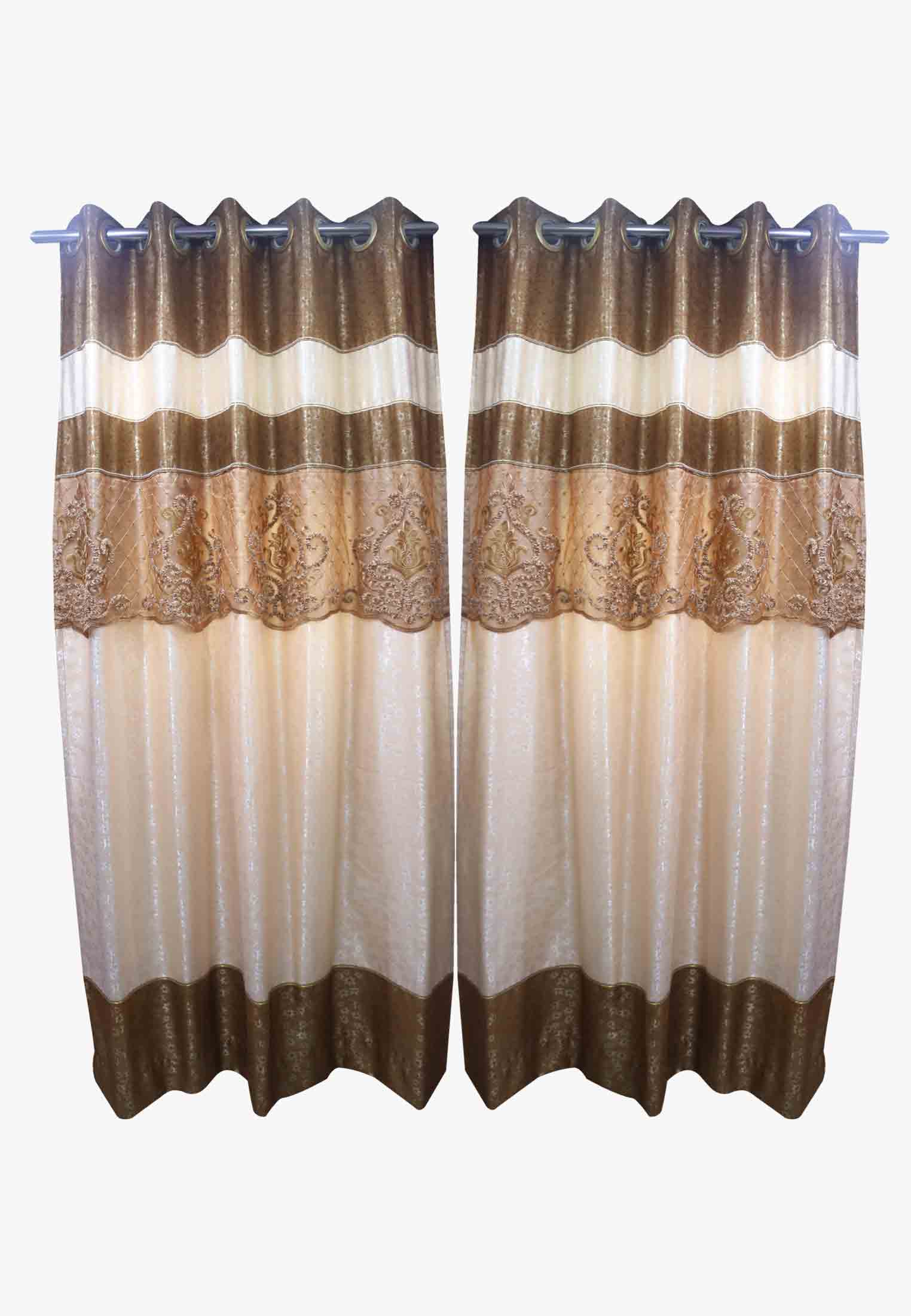Golden cotton embroidery regular curtain