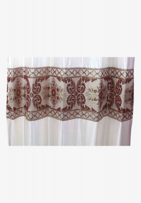 Off white-purple embroidery regular curtain