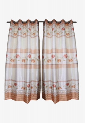 Off white satin digital print curtain