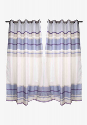 Blue-pink cotton plain curtain