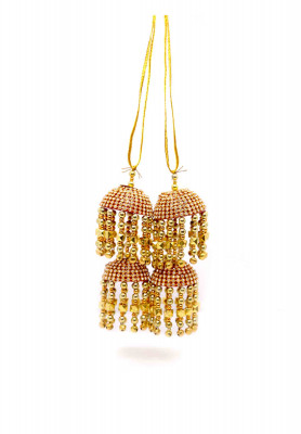 Golden stone-puti jhumka rakhi