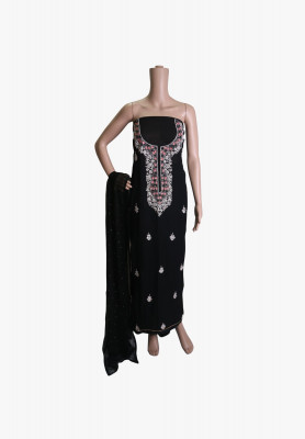 Black pure georgette stone four piece