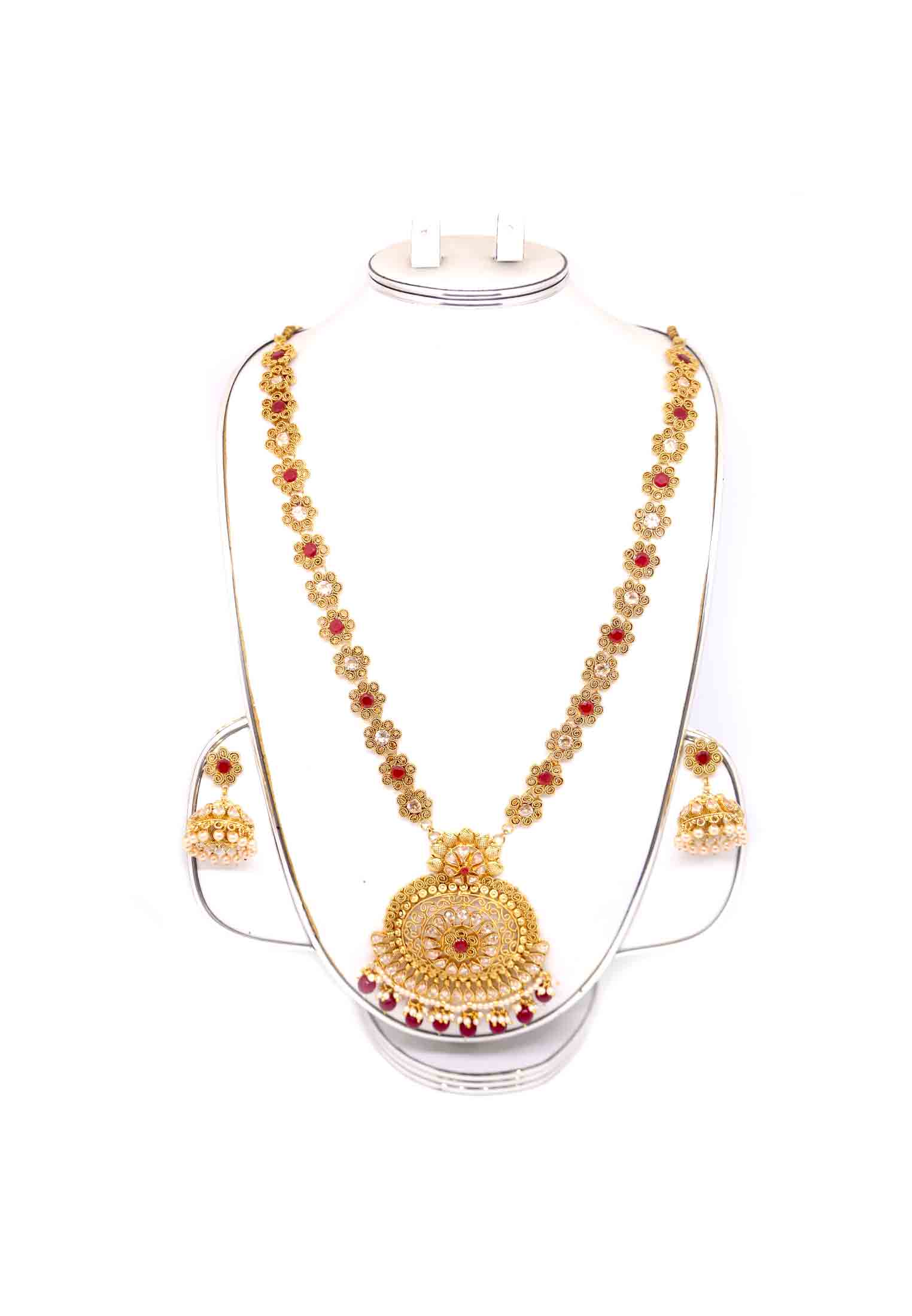 Maroon-white ad stone wedding sita set
