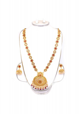 Maroon-white ad stone wedding sita set