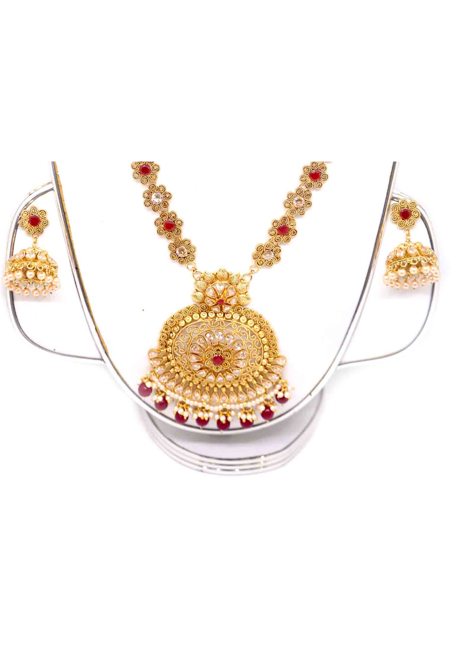 Maroon-white ad stone wedding sita set