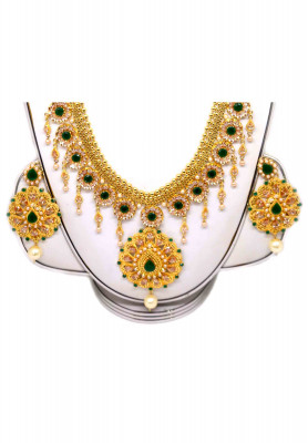 Gold plate pearl ad stone wedding sita set