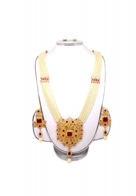 Gold plate stone work wedding sita set