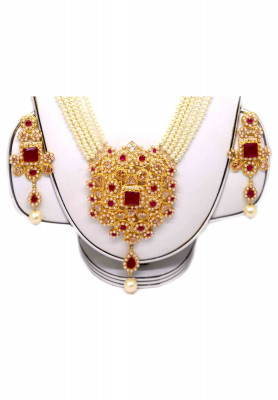 Gold plate stone work wedding sita set