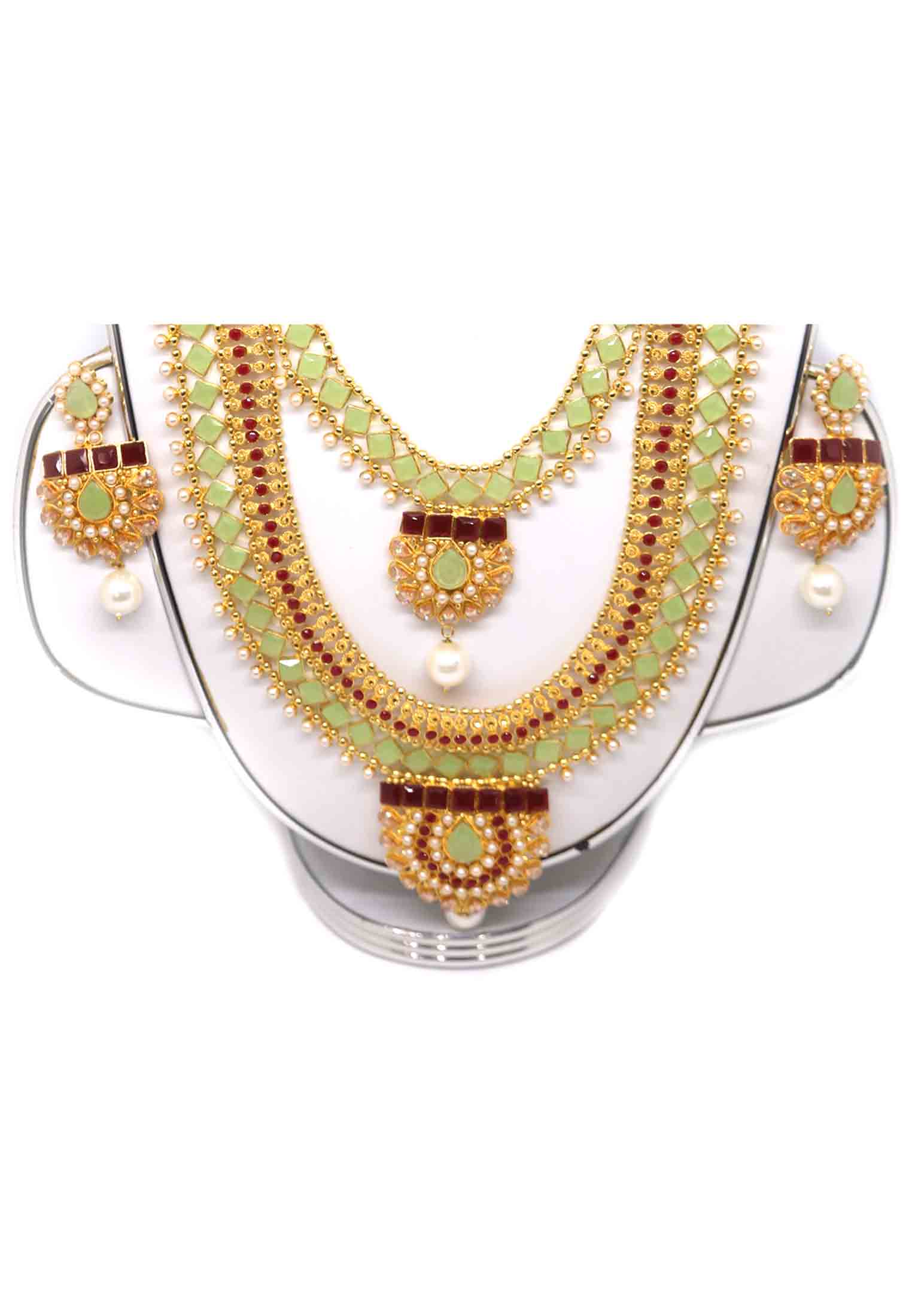 Maroon light-pink ad stone wedding sita set