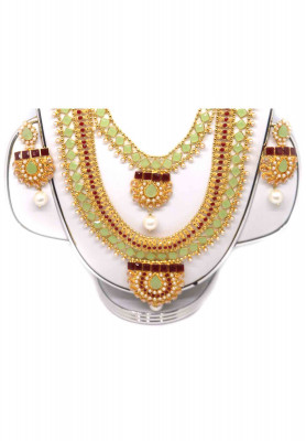 Maroon light-pink ad stone wedding sita set