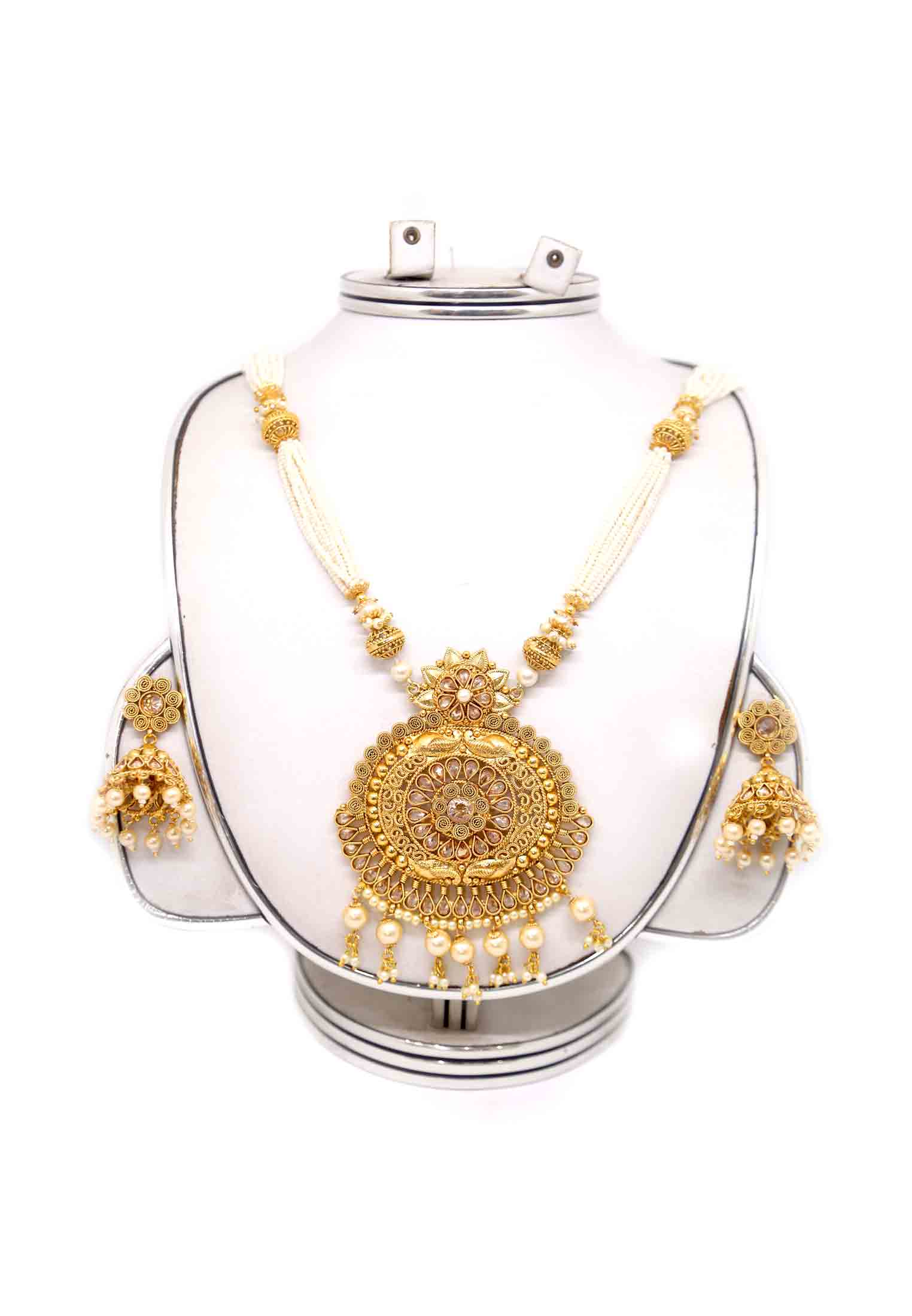 Gold plate-puti-light stone pendant set