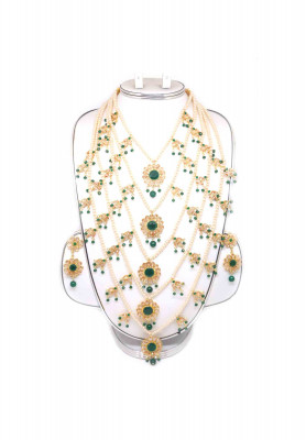 Ad stone pearl panna wedding lahori set