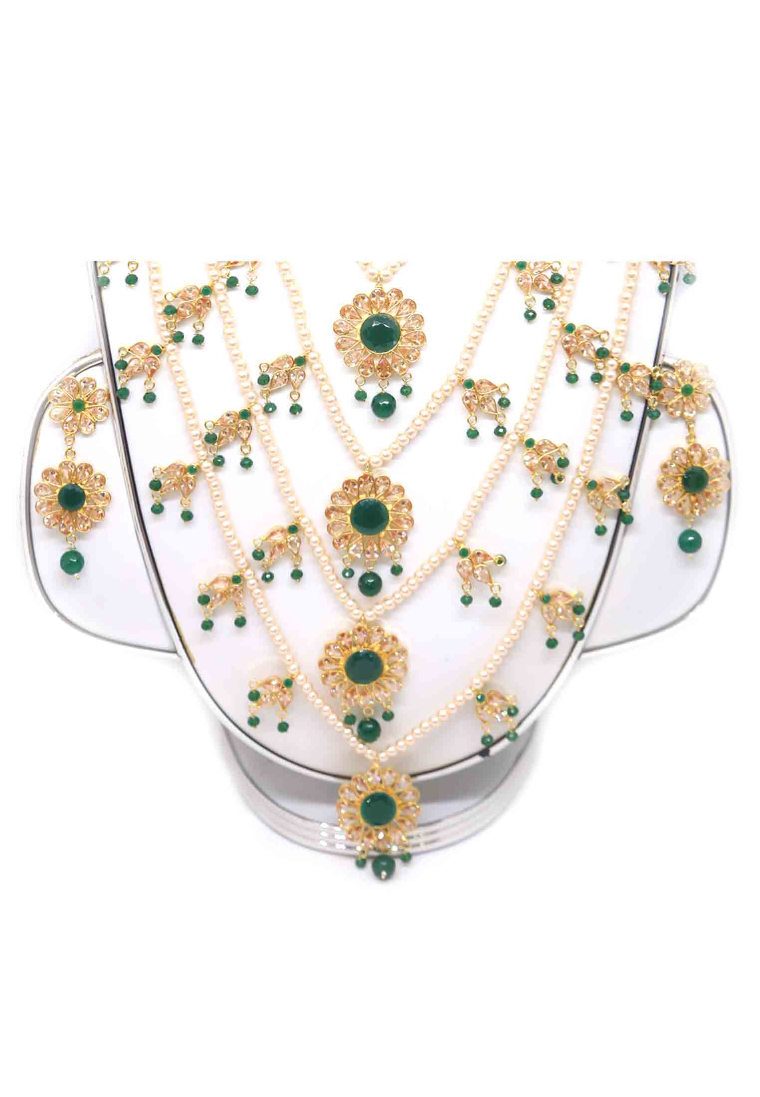 Ad stone pearl panna wedding lahori set