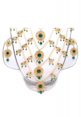 Ad stone pearl panna wedding lahori set