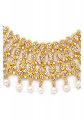 Gold plate stone decorated necklace set