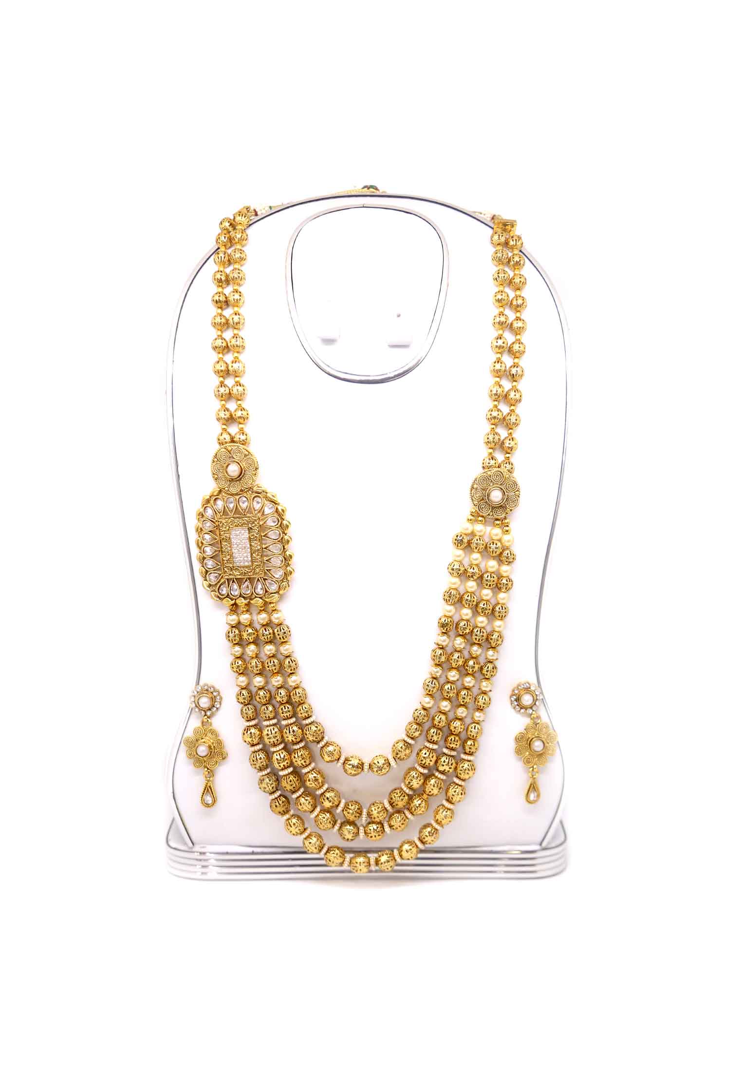 Joypuri gold plate pearl ad stone lahori set