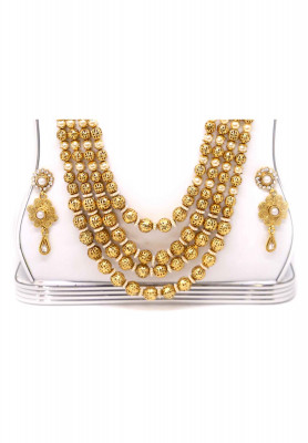 Joypuri gold plate pearl ad stone lahori set