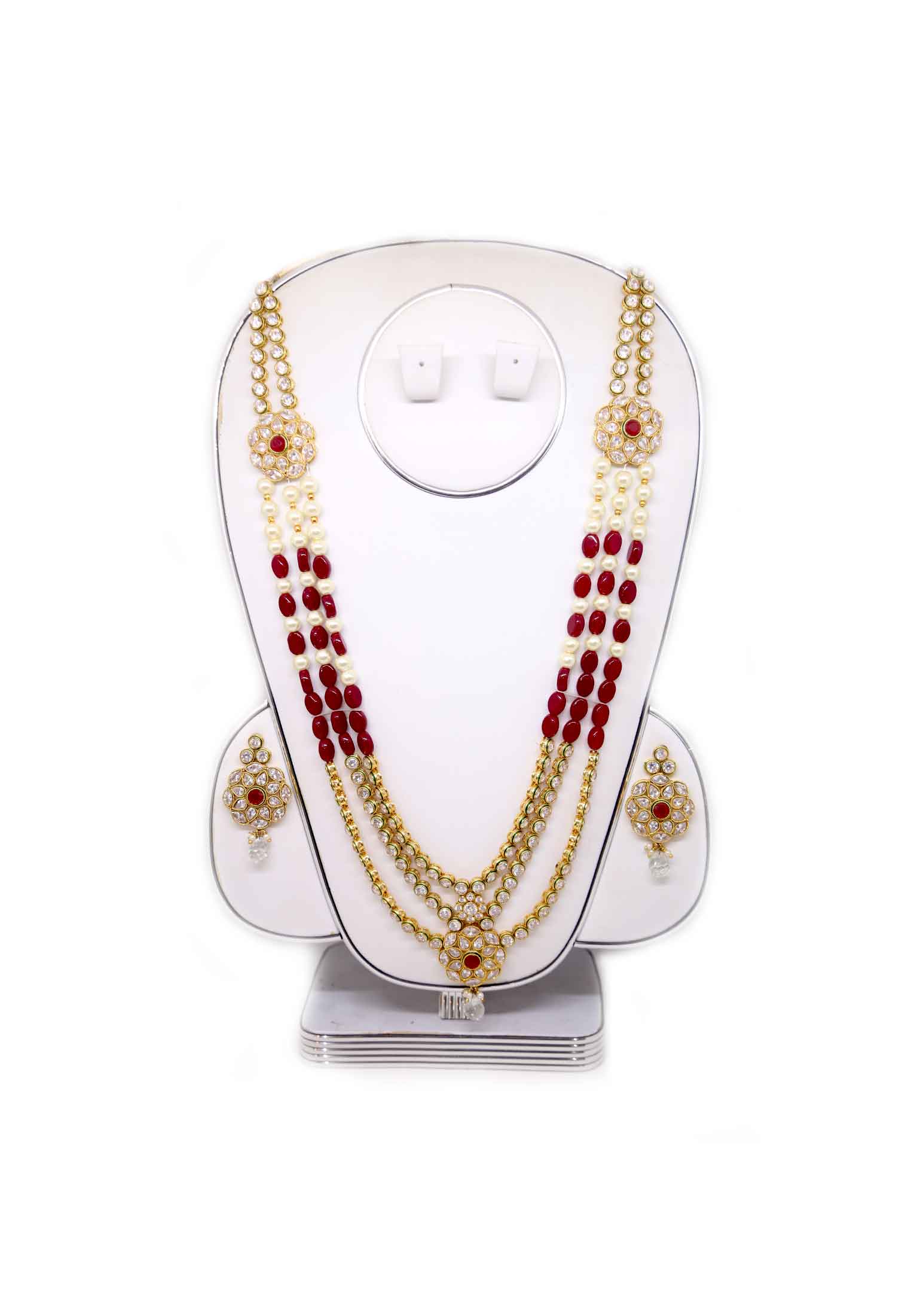 Joypuri maroon pearl ad stone lahori set