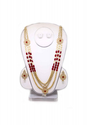 Joypuri maroon pearl ad stone lahori set