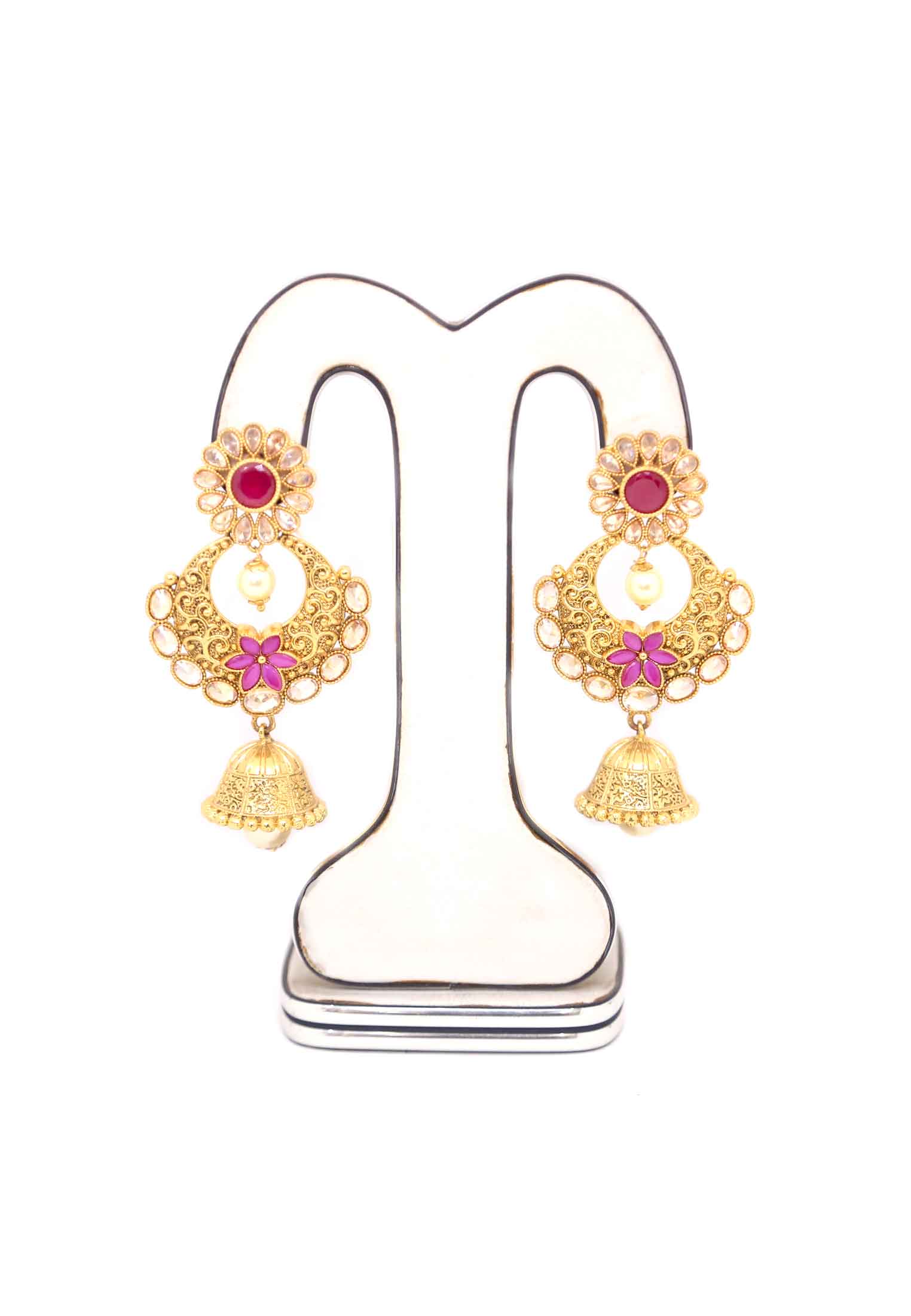 Maroon-purple-white party ear ring