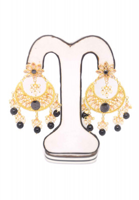 Light pink-black-golden party ear ring