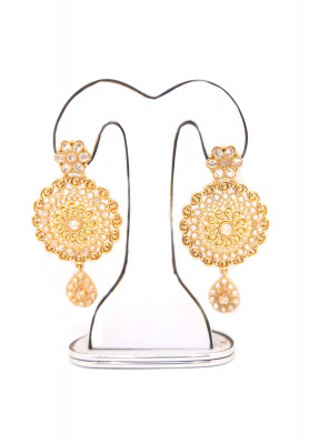 Gold plate light pink ad stone ear ring