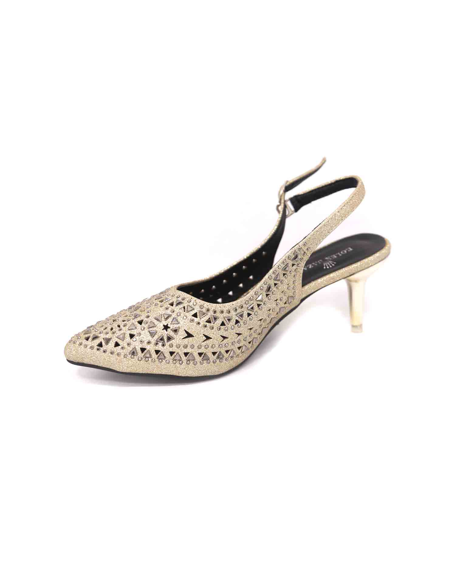 Light golden artificial leather pencil heel