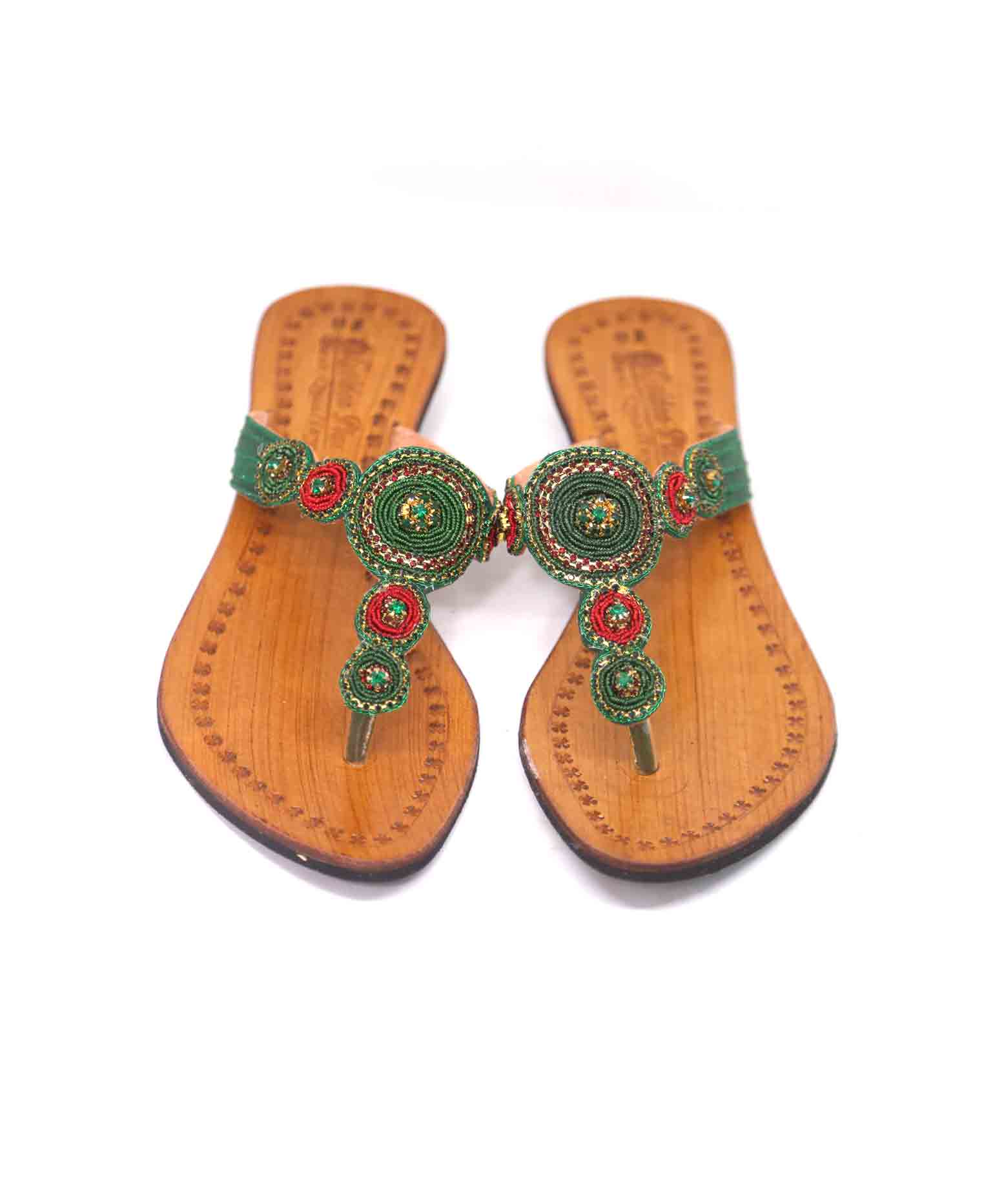 Green karchupi leather half heel