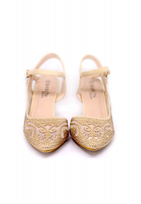 Golden stone net pencil heel